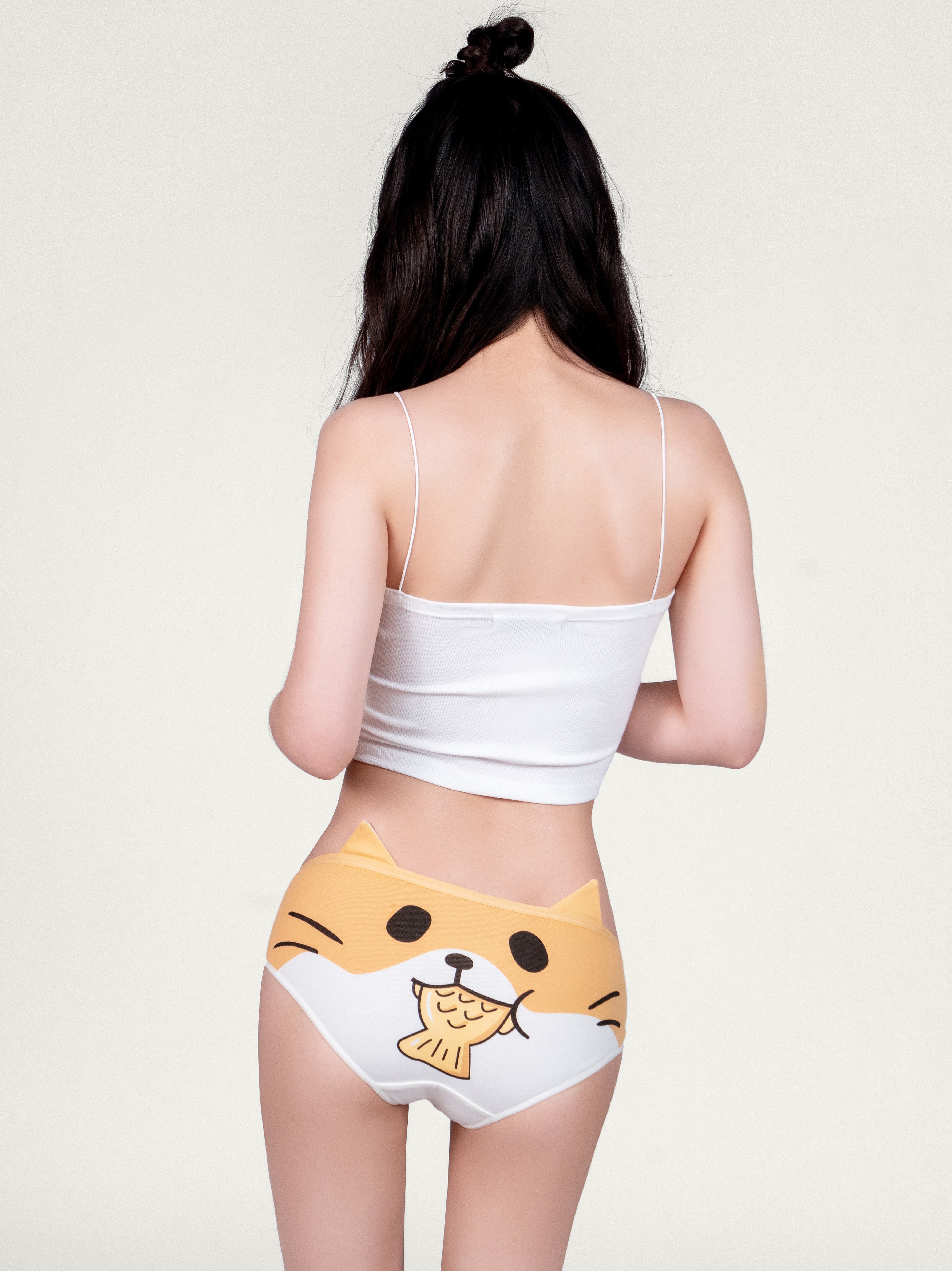 韓國吐司貓韓國人氣IP POUND CAT 聯名抗菌中腰三角褲 (奶白COCOA)#color_cocoawhite